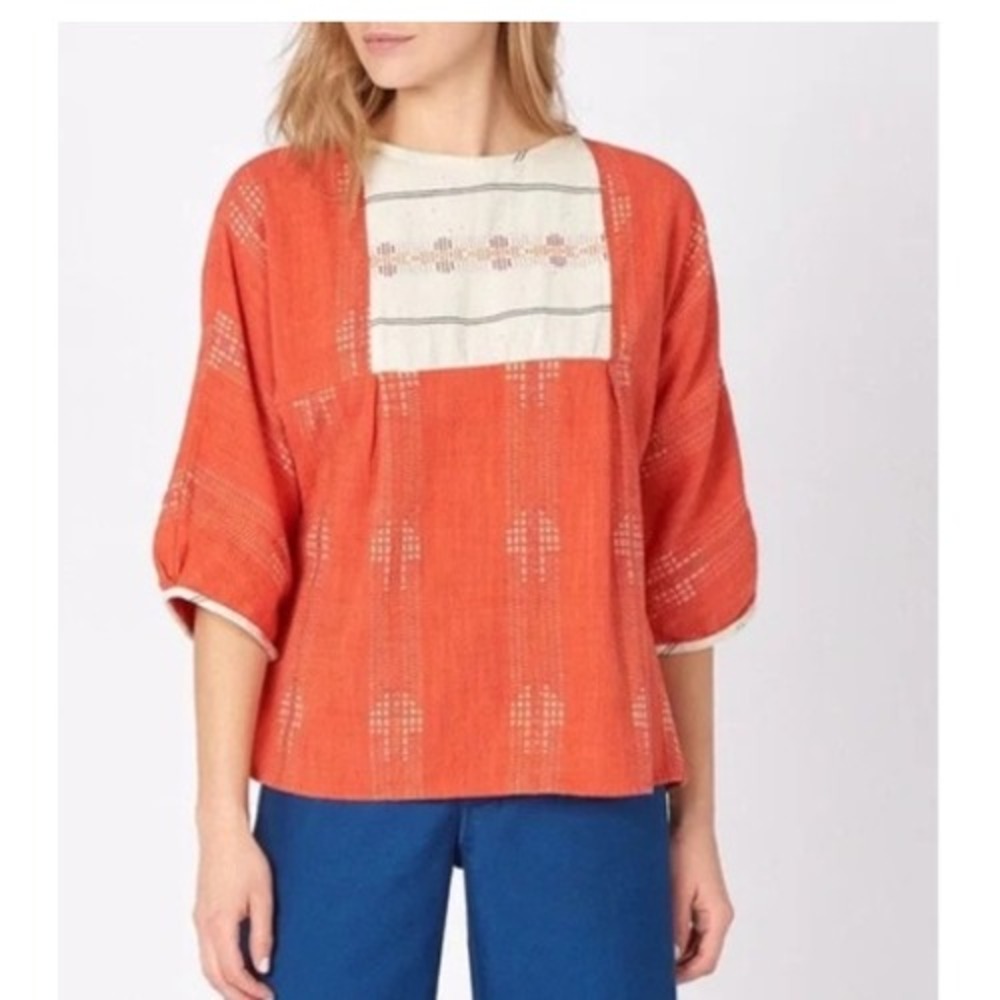 Ace & Jig Textured Cotton Popham Tunic Top Small Geometric Boho Artisan Indie